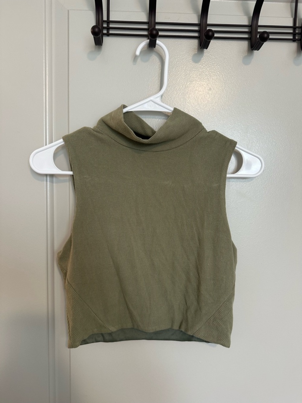 Altar'd State Ribbed Mock Neck Crop Tank in Sage